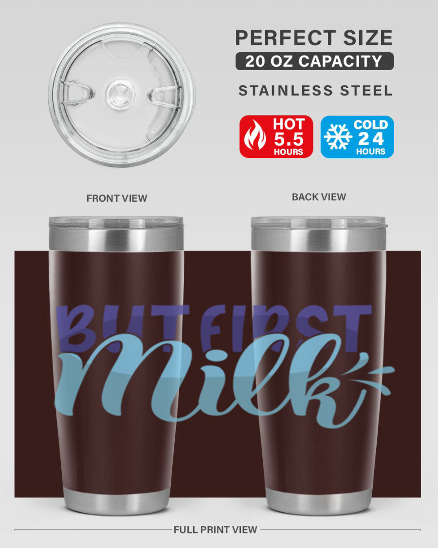But First Milk Style 275# baby tumbler in stainless steel with a stylish design, perfect for keeping drinks hot or cold.