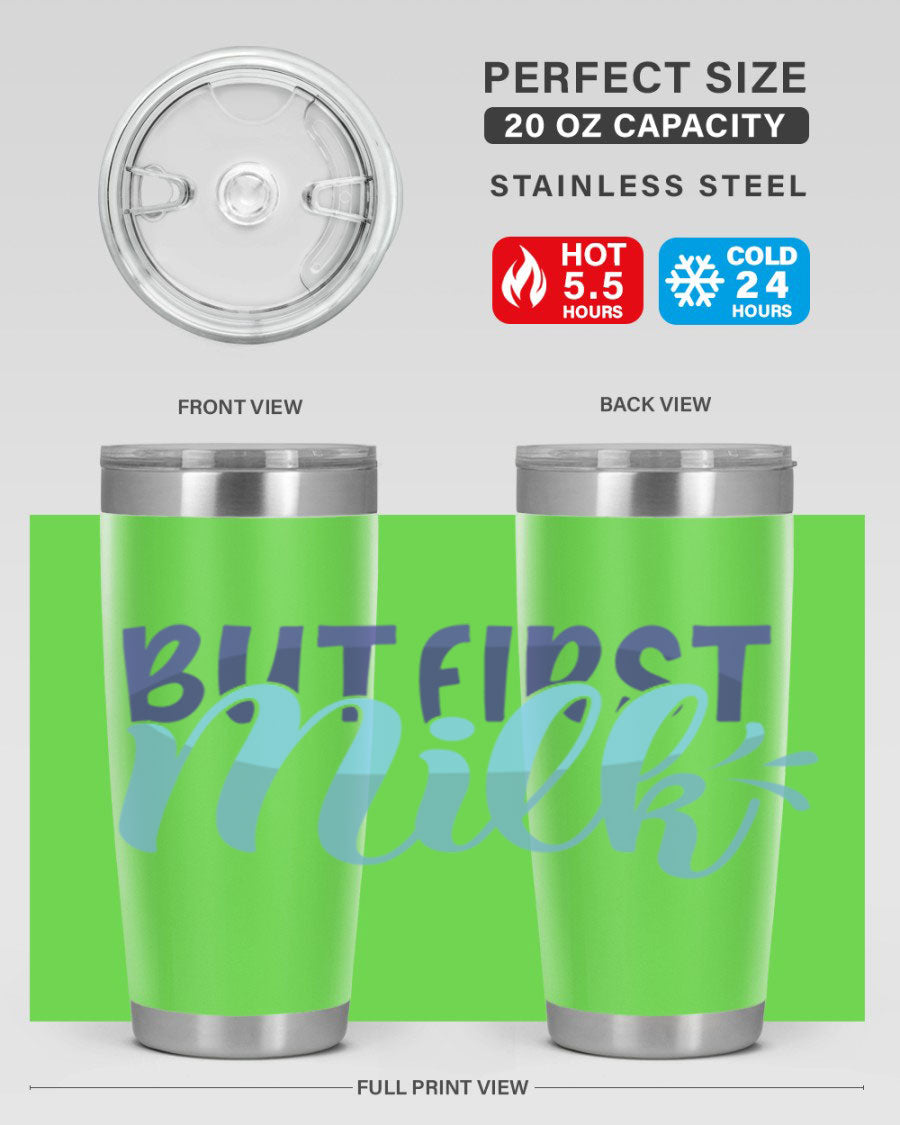But First Milk Style 275# baby tumbler in stainless steel with a stylish design, perfect for keeping drinks hot or cold.