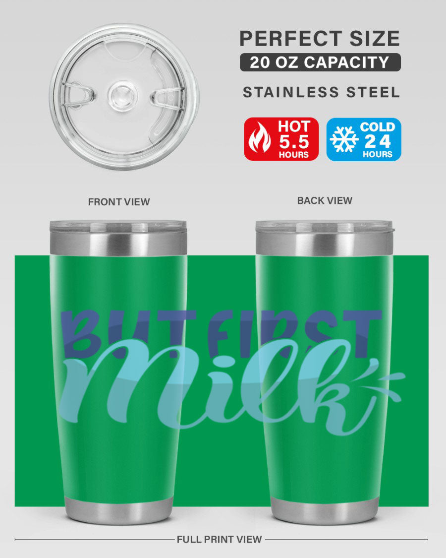 But First Milk Style 275# baby tumbler in stainless steel with a stylish design, perfect for keeping drinks hot or cold.