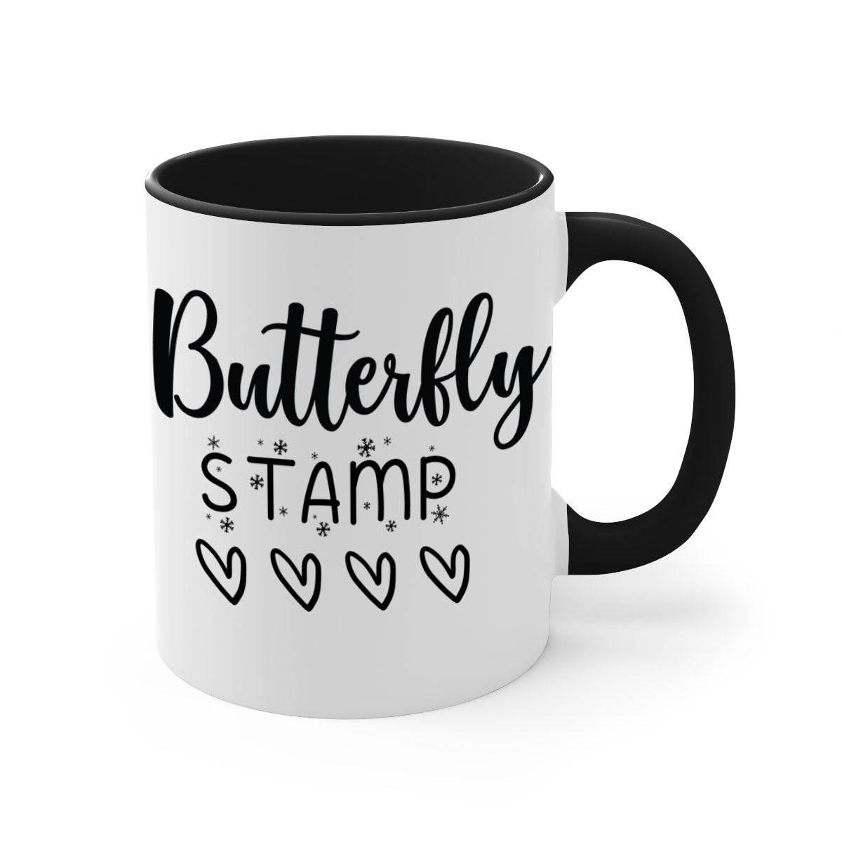 Butterfly stamp style 84# Christmas mug with colorful handle and glossy finish, available in multiple colors.