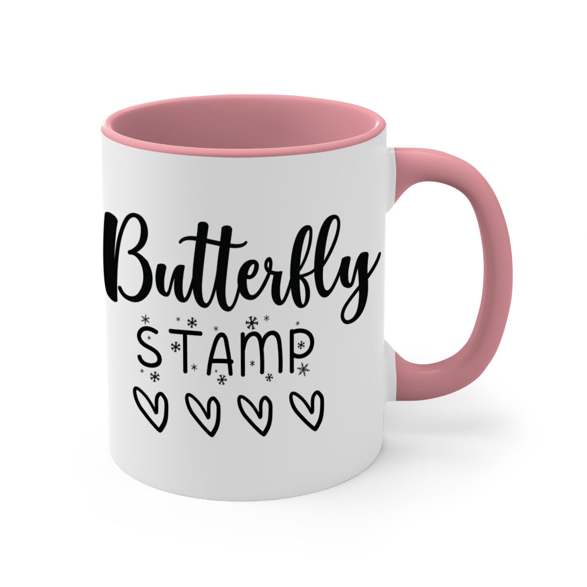 Butterfly stamp style 84# Christmas mug with colorful handle and glossy finish, available in multiple colors.