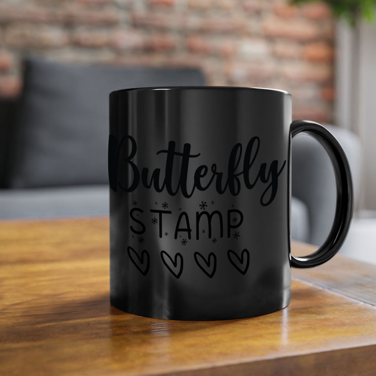 Butterfly stamp style 84# Christmas mug with colorful handle and glossy finish, available in multiple colors.