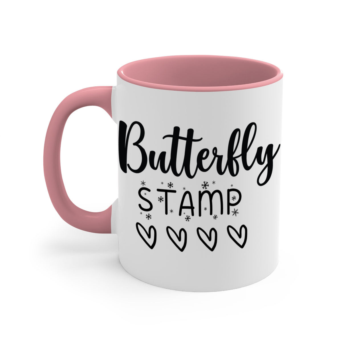 Butterfly stamp style 84# Christmas mug with colorful handle and glossy finish, available in multiple colors.