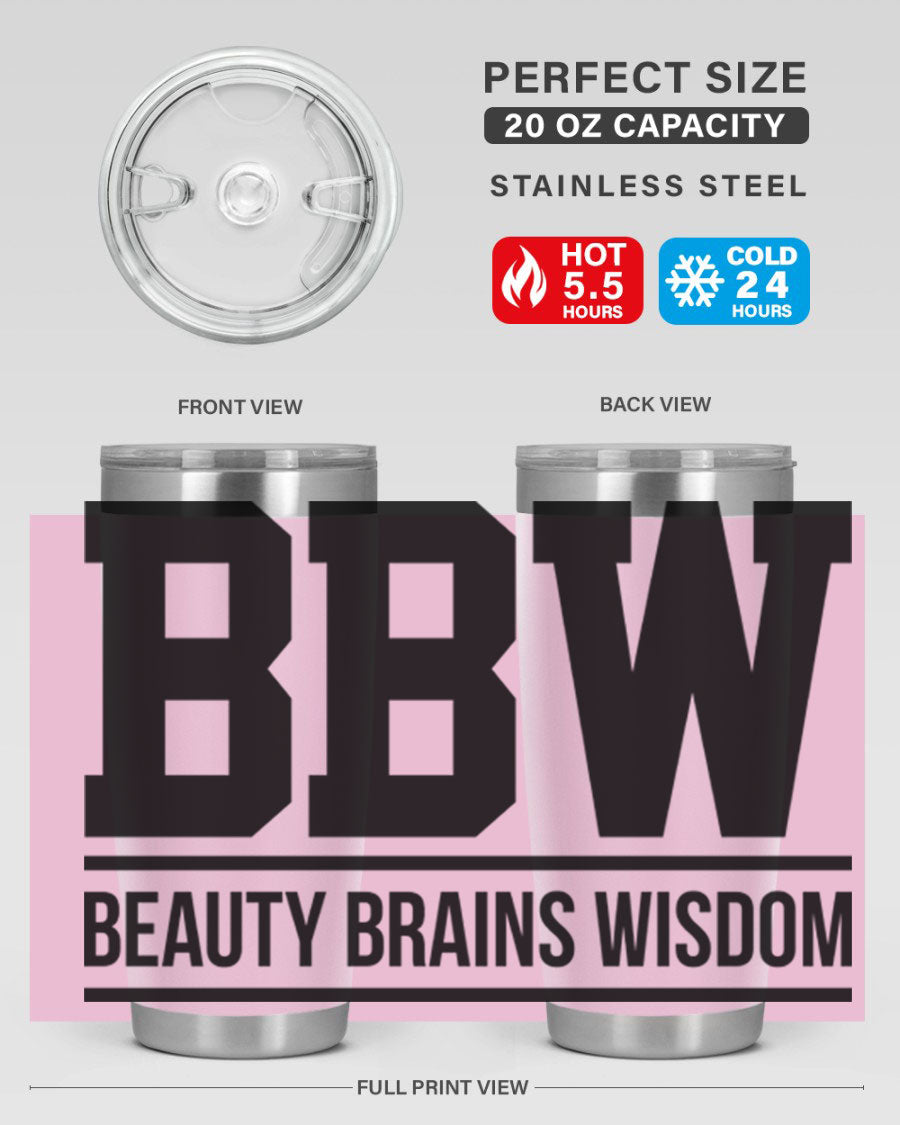 A stylish bbw beauty brains wisdom 263# Cotton Tank featuring bold black words and phrases, perfect for casual wear.
