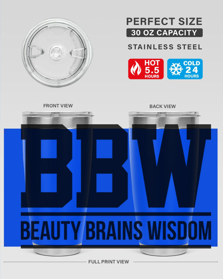 A stylish bbw beauty brains wisdom 263# Cotton Tank featuring bold black words and phrases, perfect for casual wear.