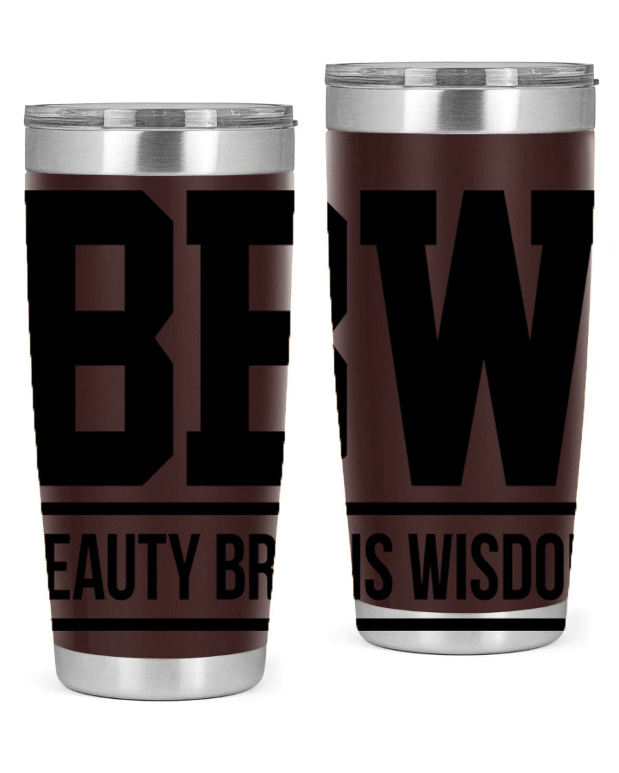 A stylish bbw beauty brains wisdom 263# Cotton Tank featuring bold black words and phrases, perfect for casual wear.