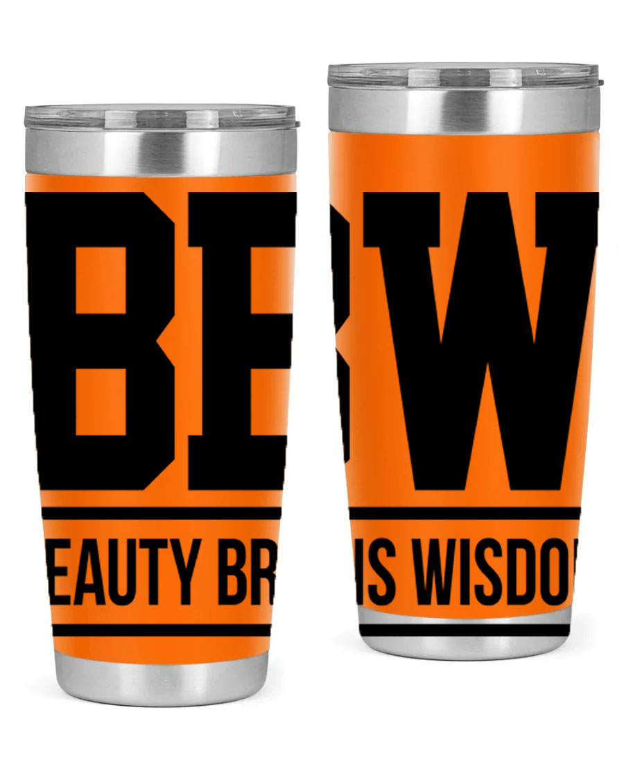 A stylish bbw beauty brains wisdom 263# Cotton Tank featuring bold black words and phrases, perfect for casual wear.