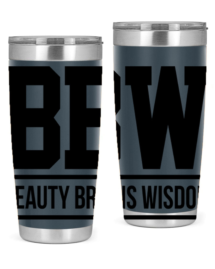 A stylish bbw beauty brains wisdom 263# Cotton Tank featuring bold black words and phrases, perfect for casual wear.