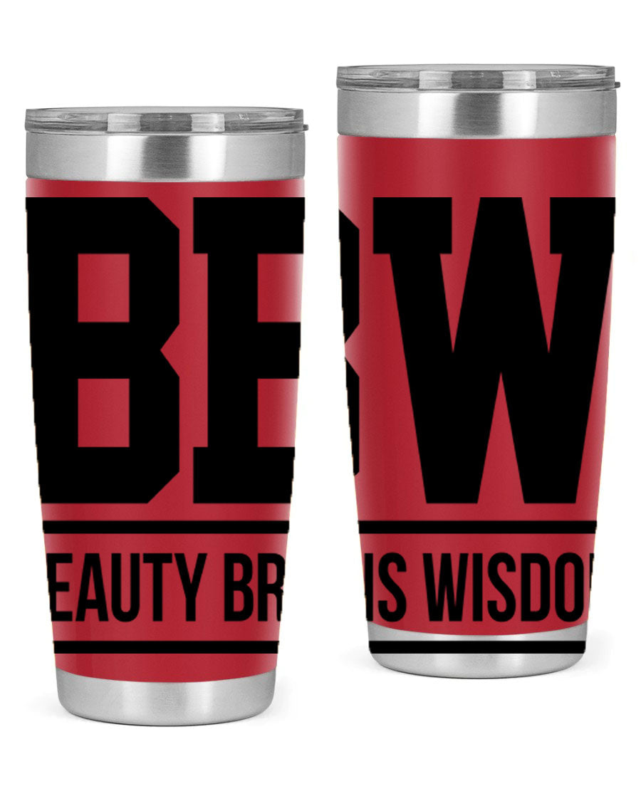 A stylish bbw beauty brains wisdom 263# Cotton Tank featuring bold black words and phrases, perfect for casual wear.