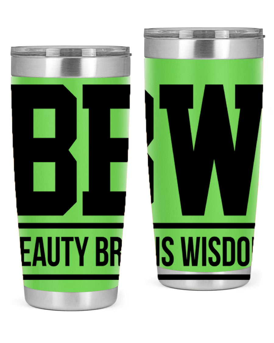 A stylish bbw beauty brains wisdom 263# Cotton Tank featuring bold black words and phrases, perfect for casual wear.