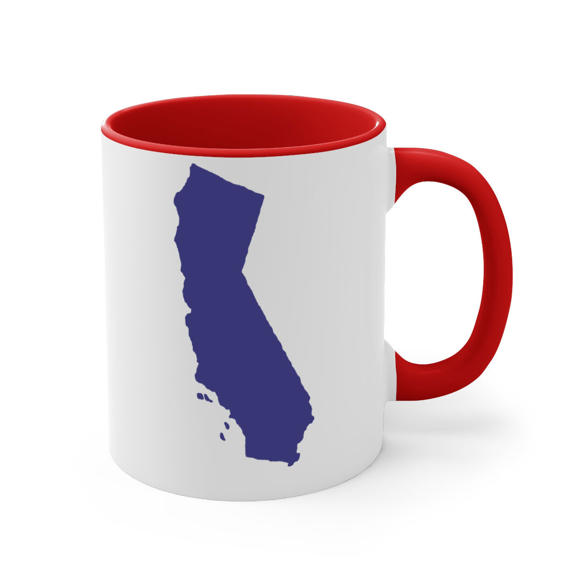 California 46# Mug featuring a glossy finish with a colored handle and interior, available in multiple colors and sizes.