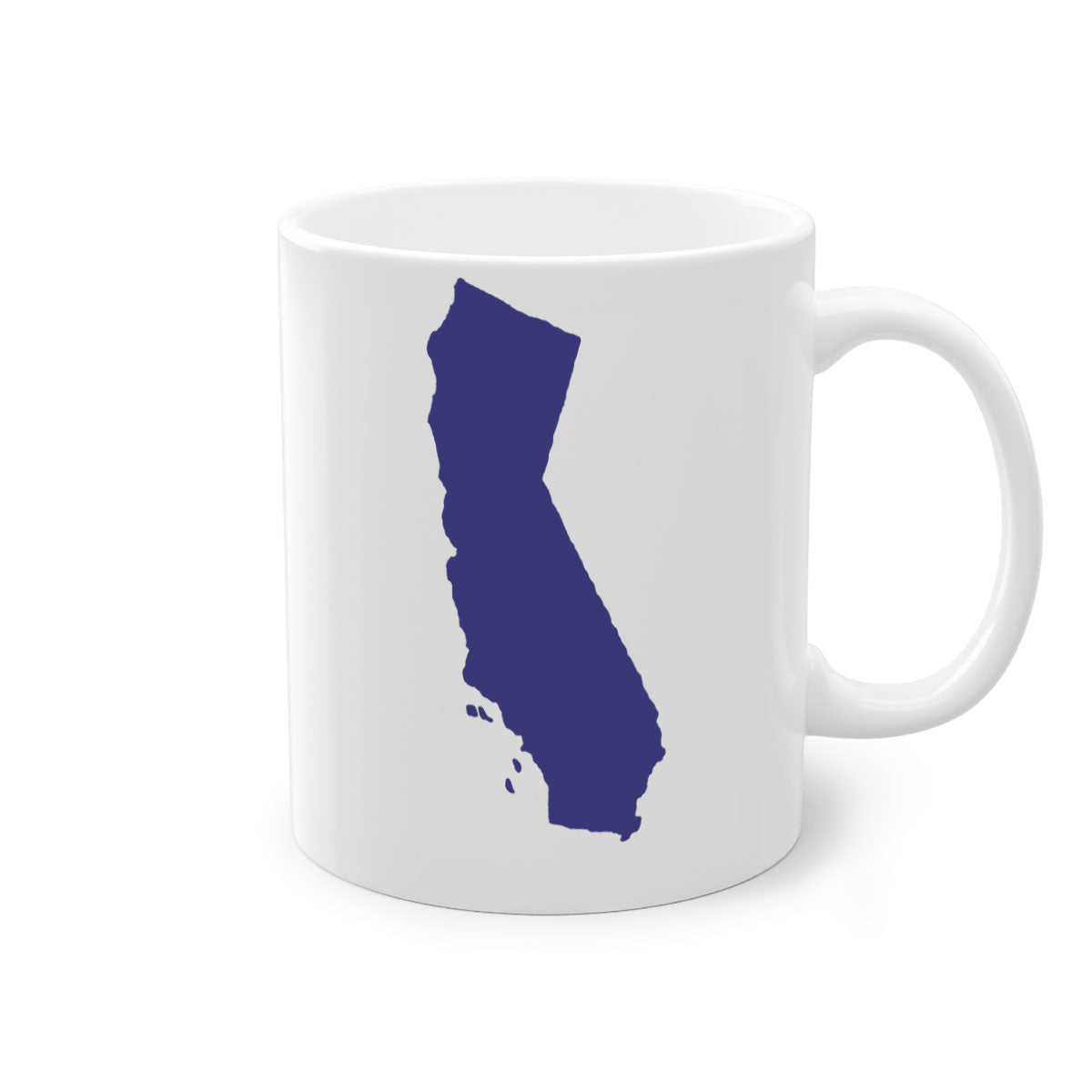 California 46# Mug featuring a glossy finish with a colored handle and interior, available in multiple colors and sizes.