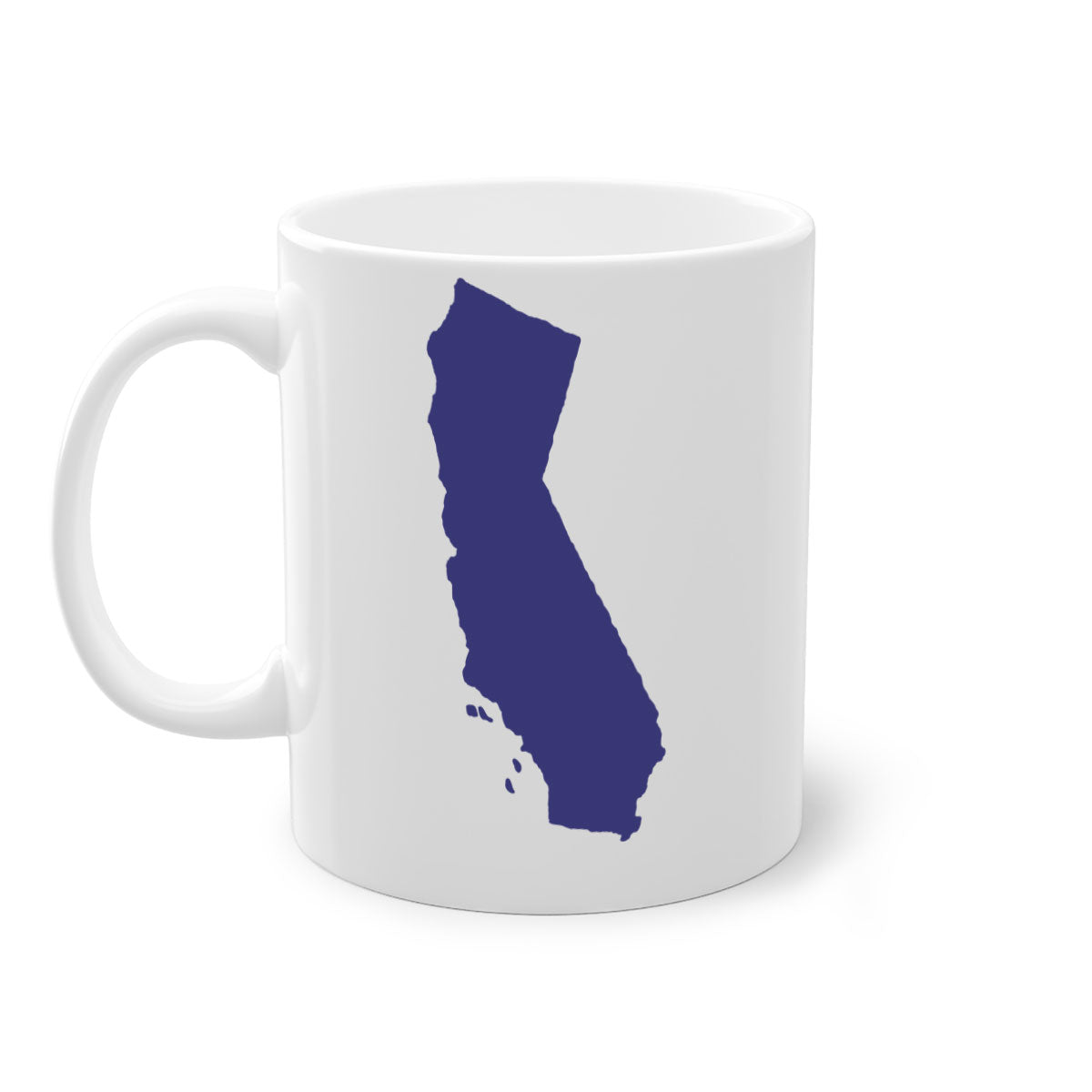 California 46# Mug featuring a glossy finish with a colored handle and interior, available in multiple colors and sizes.