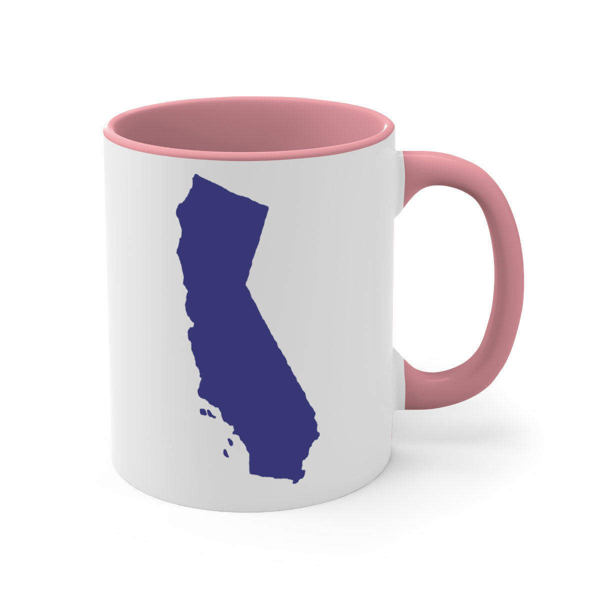 California 46# Mug featuring a glossy finish with a colored handle and interior, available in multiple colors and sizes.
