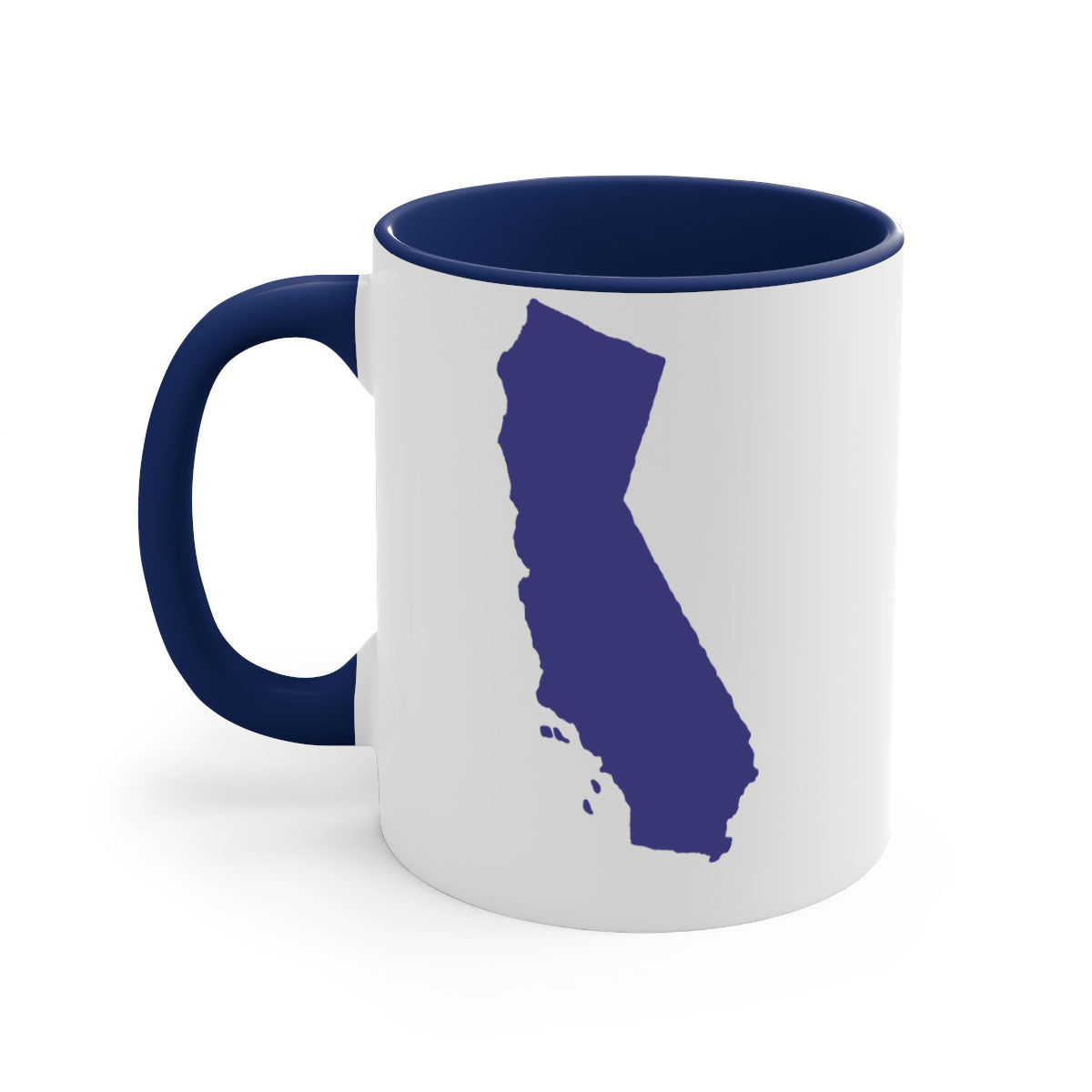 California 46# Mug featuring a glossy finish with a colored handle and interior, available in multiple colors and sizes.