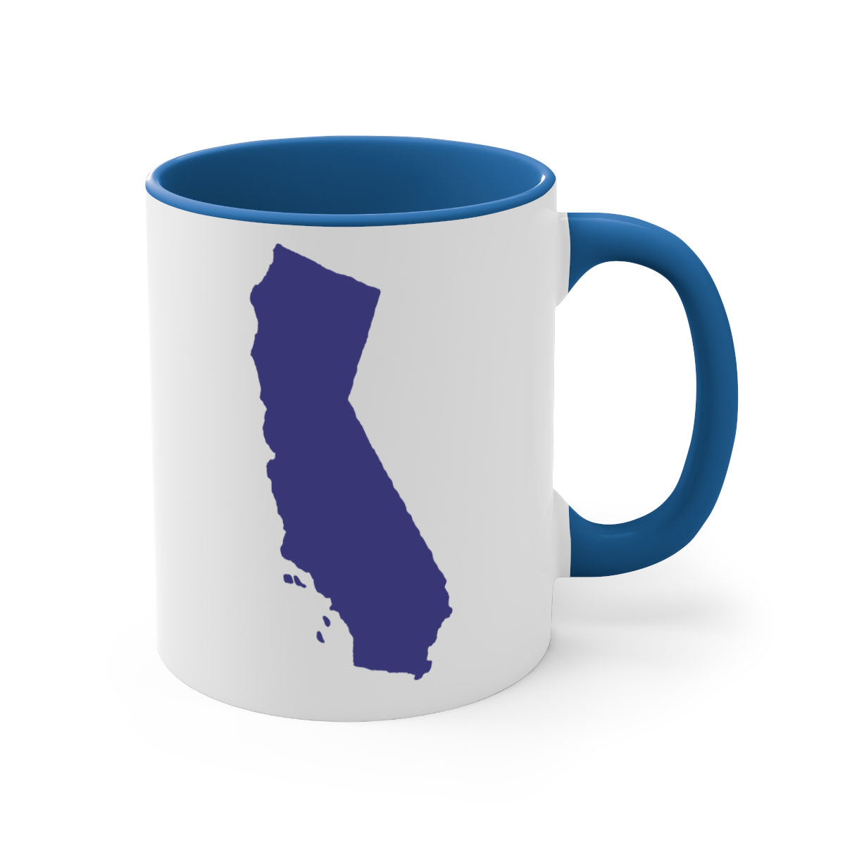 California 46# Mug featuring a glossy finish with a colored handle and interior, available in multiple colors and sizes.