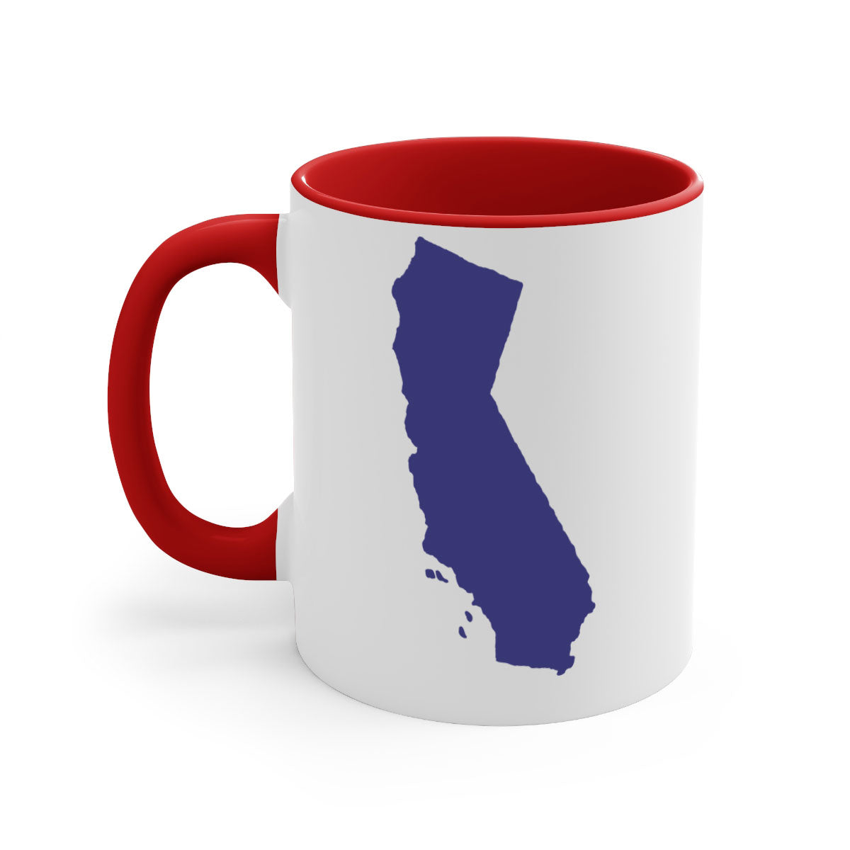 California 46# Mug featuring a glossy finish with a colored handle and interior, available in multiple colors and sizes.