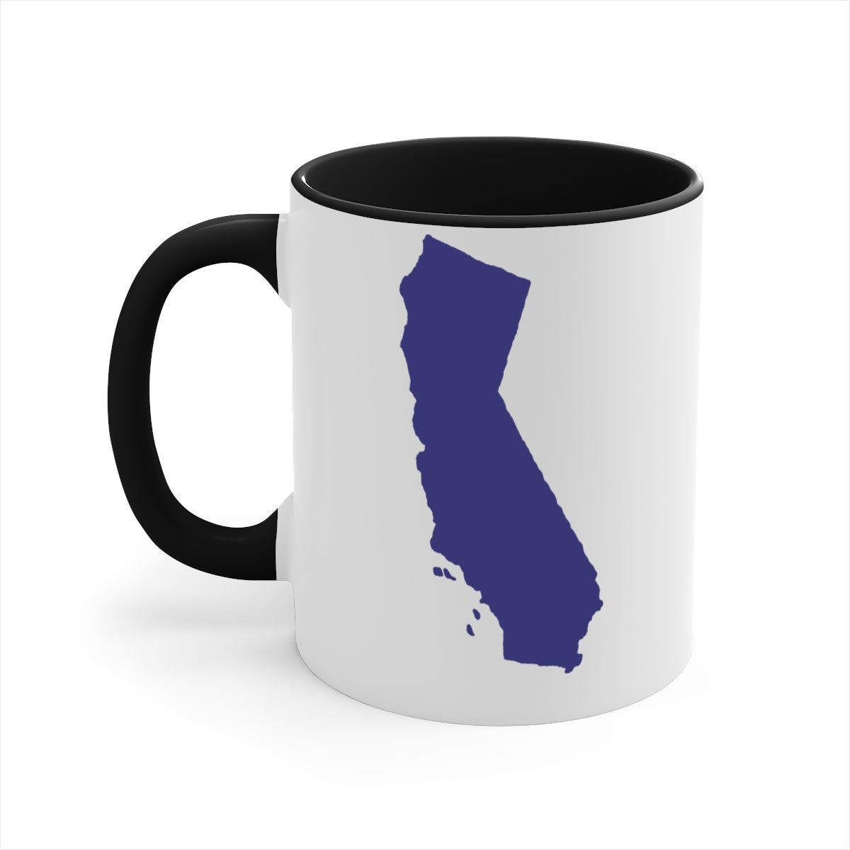 California 46# Mug featuring a glossy finish with a colored handle and interior, available in multiple colors and sizes.