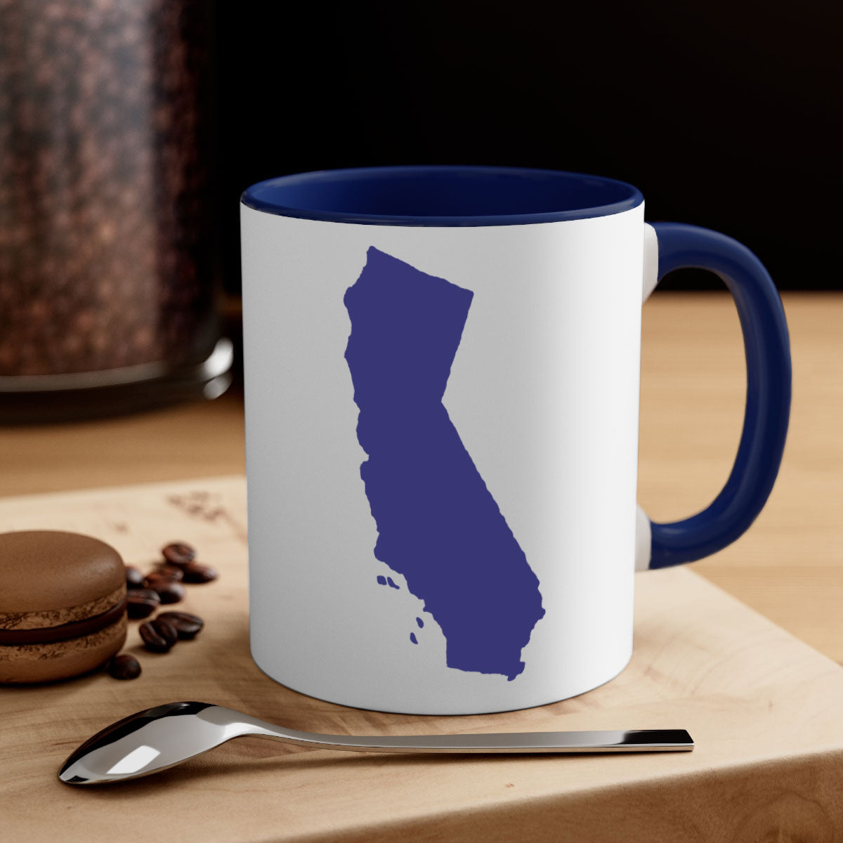 California 46# Mug featuring a glossy finish with a colored handle and interior, available in multiple colors and sizes.