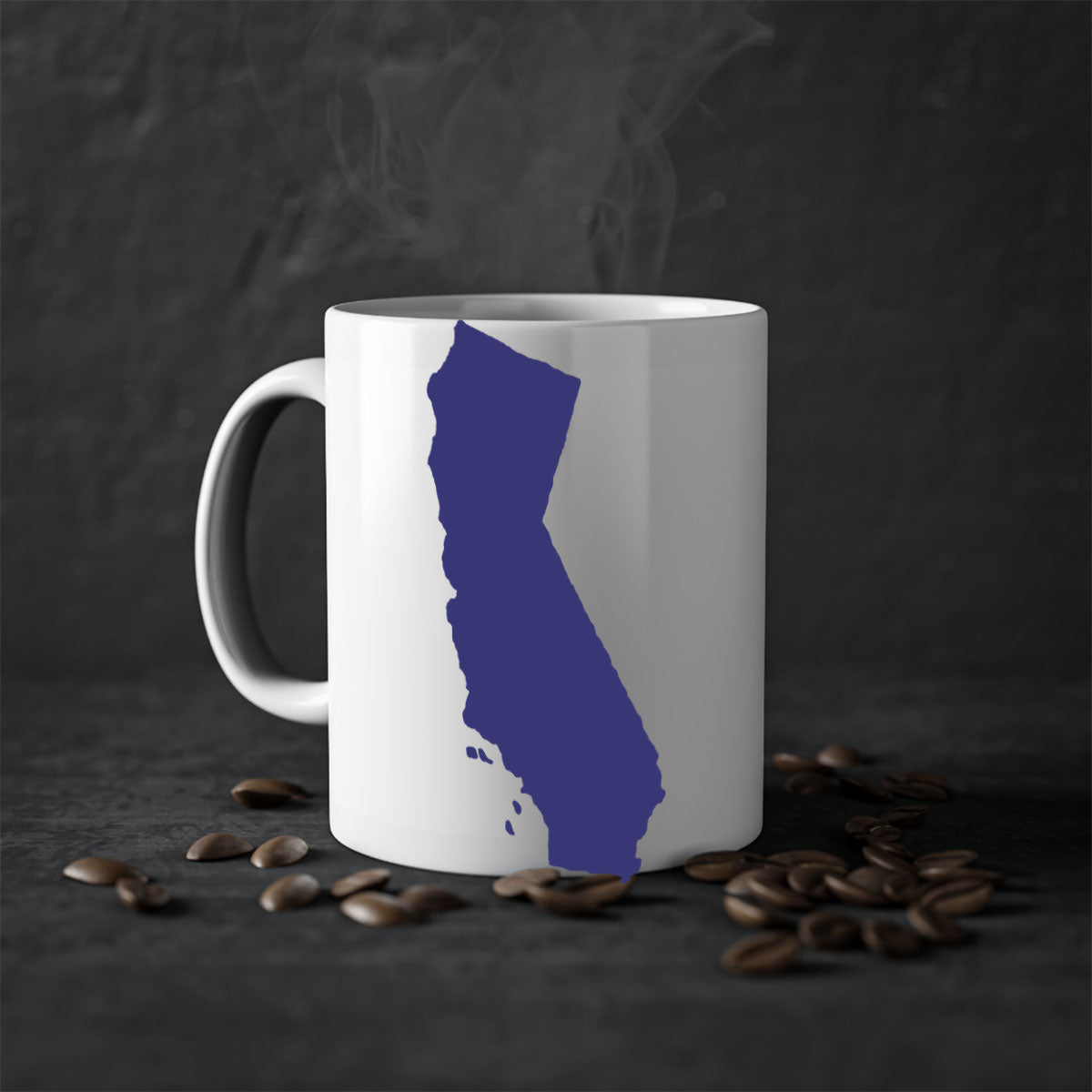 California 46# Mug featuring a glossy finish with a colored handle and interior, available in multiple colors and sizes.