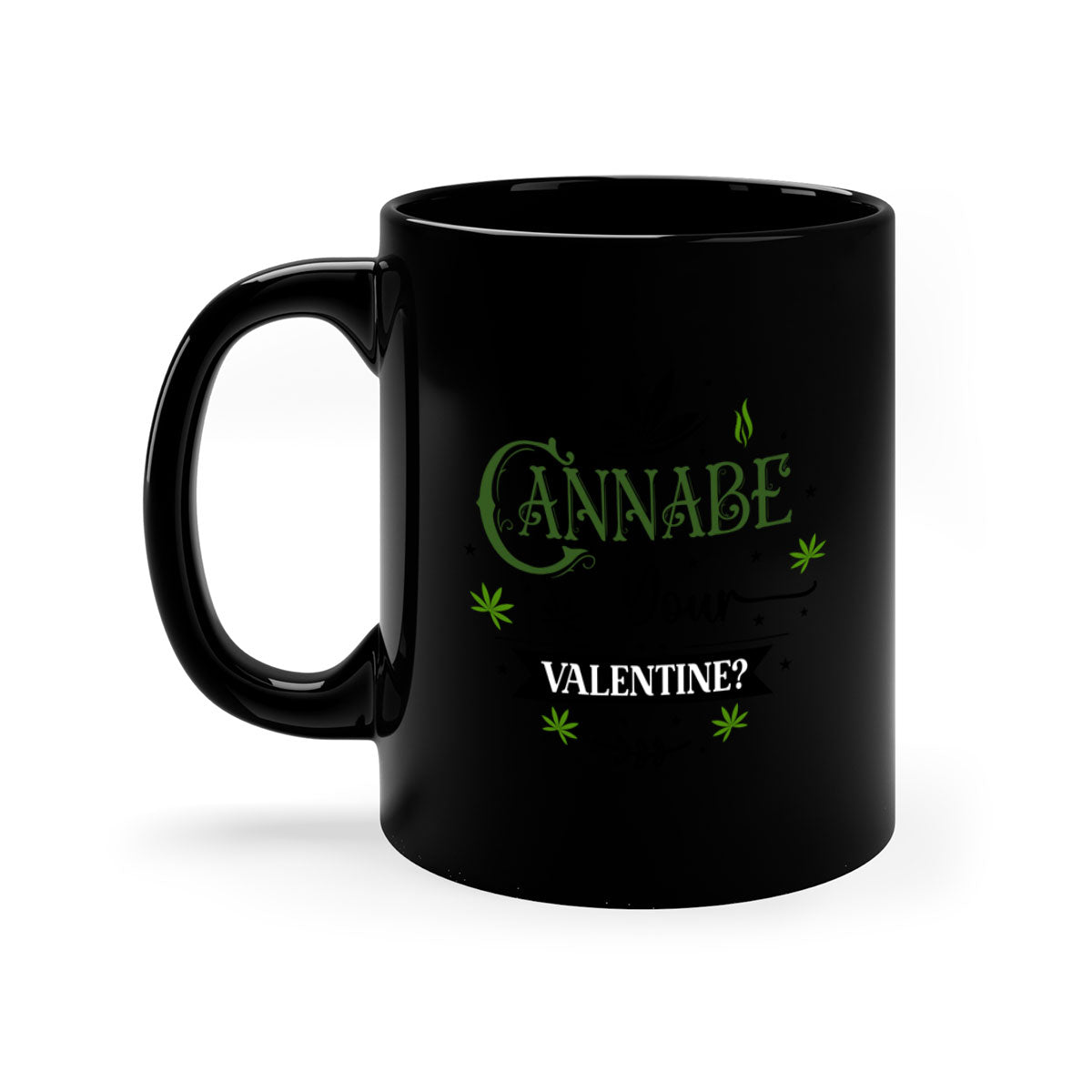 Cannabe Your Valentine 34# Mug featuring a glossy finish, colored handle, and interior, available in multiple colors and sizes.