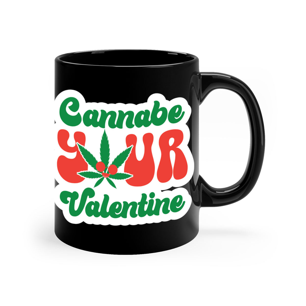 Cannabe Your Valentine 35# Mug featuring a two-tone design with a colored handle and glossy finish, available in multiple colors.
