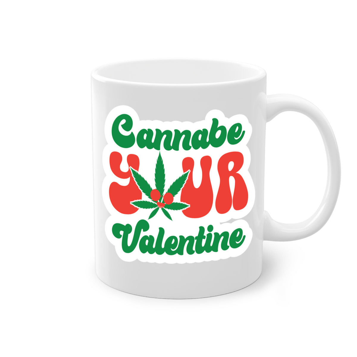 Cannabe Your Valentine 35# Mug featuring a two-tone design with a colored handle and glossy finish, available in multiple colors.
