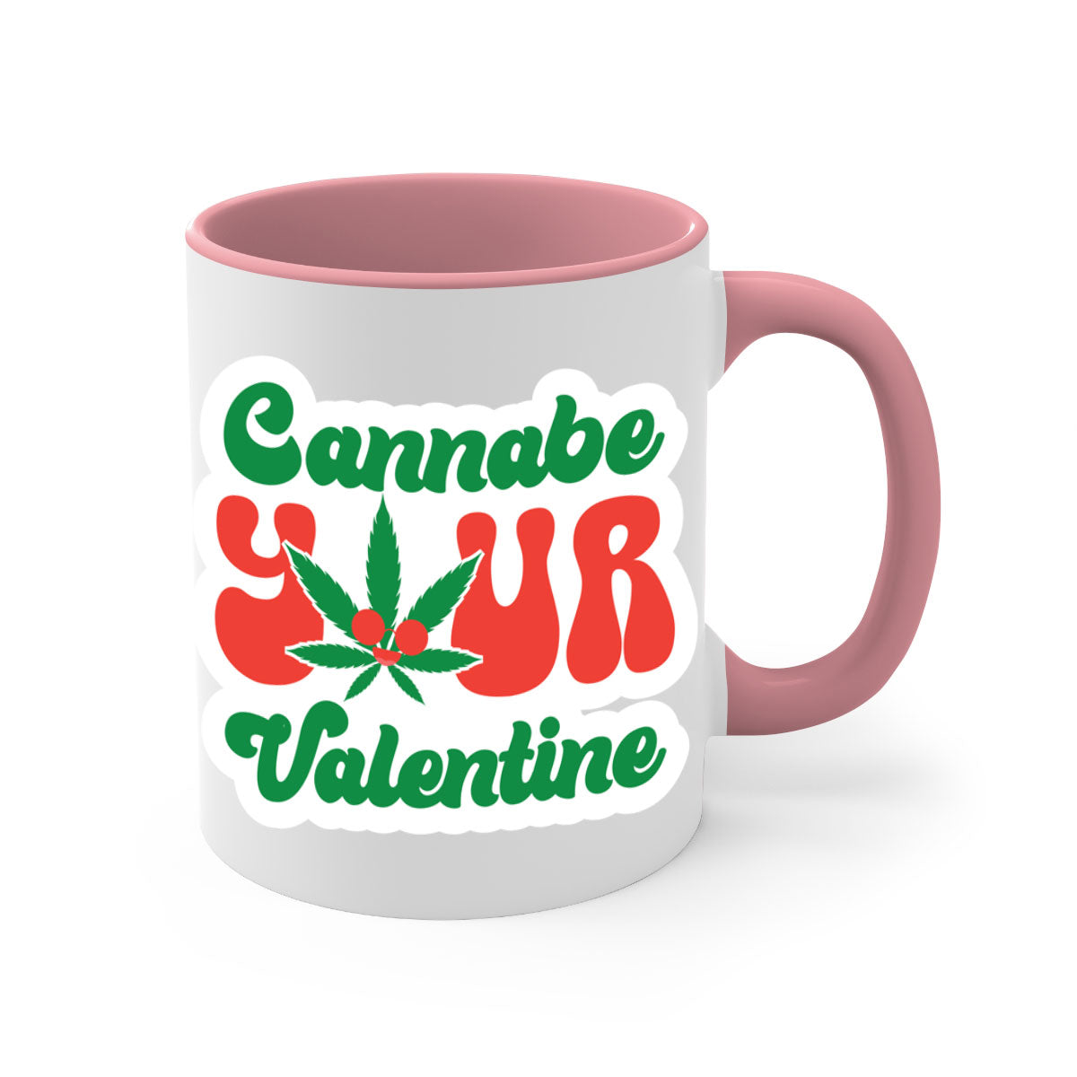 Cannabe Your Valentine 35# Mug featuring a two-tone design with a colored handle and glossy finish, available in multiple colors.