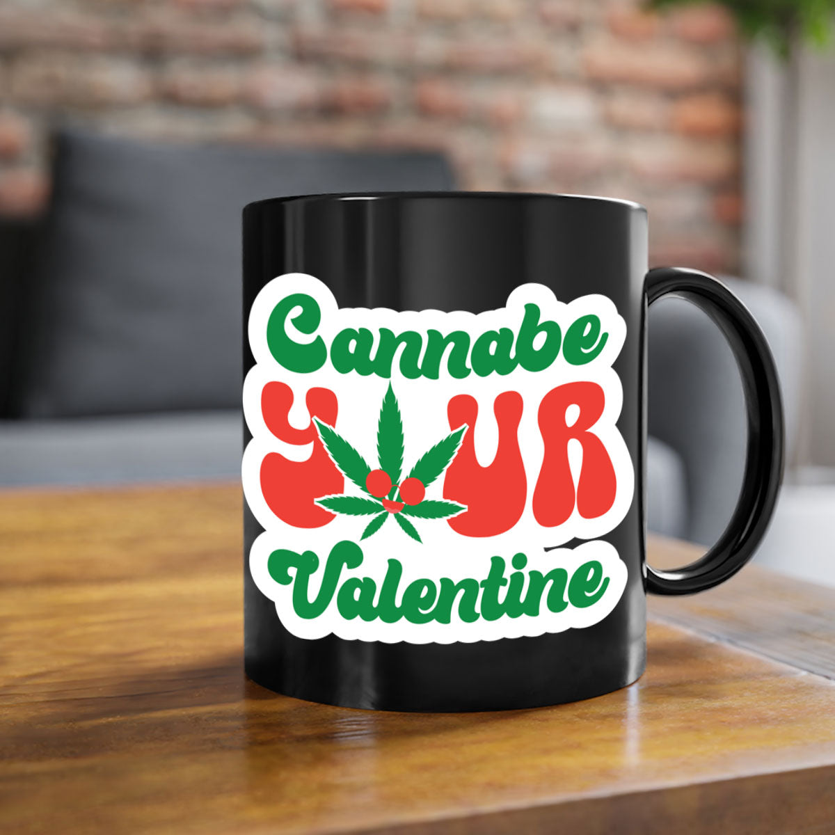 Cannabe Your Valentine 35# Mug featuring a two-tone design with a colored handle and glossy finish, available in multiple colors.