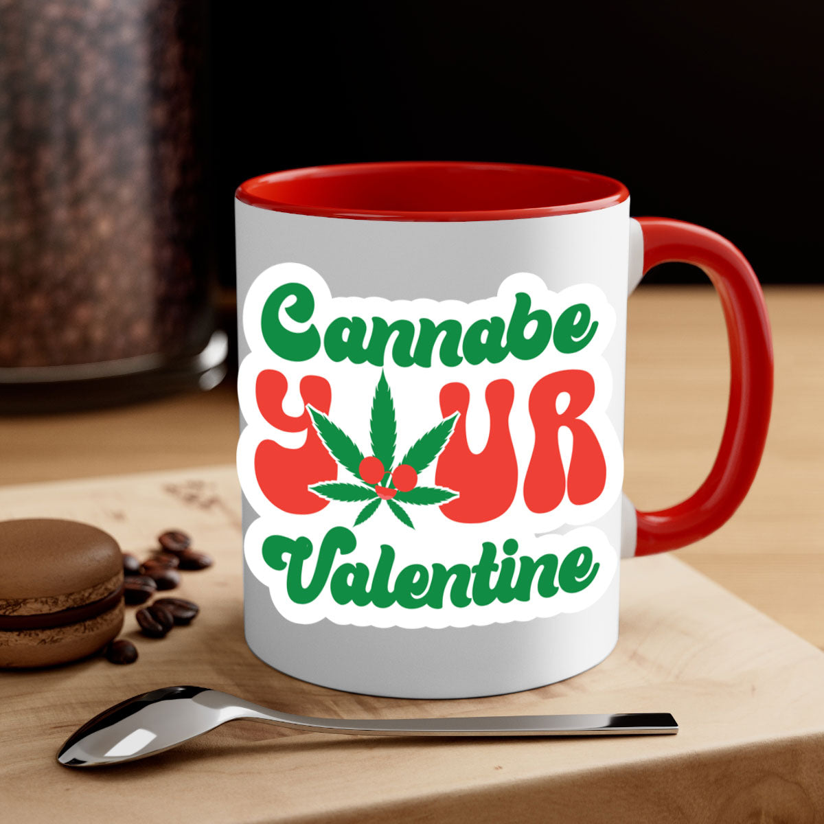 Cannabe Your Valentine 35# Mug featuring a two-tone design with a colored handle and glossy finish, available in multiple colors.