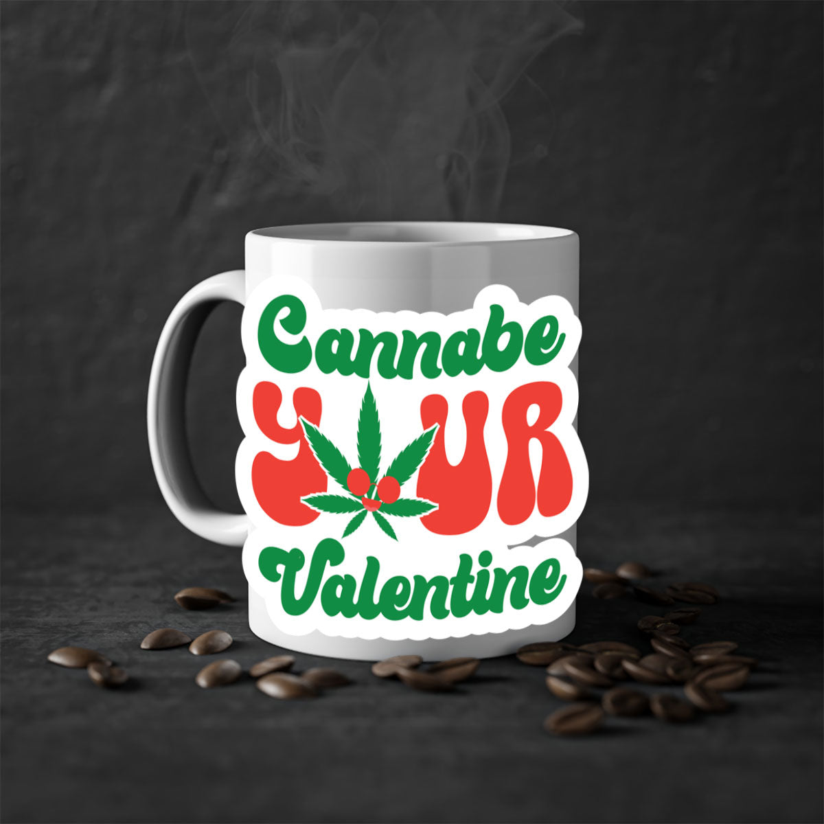 Cannabe Your Valentine 35# Mug featuring a two-tone design with a colored handle and glossy finish, available in multiple colors.