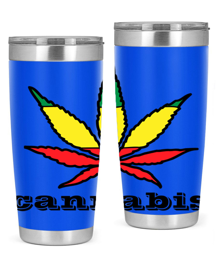 cannabis 37# Tumbler in 20oz and 30oz sizes, showcasing double wall vacuum stainless steel design with copper lining.
