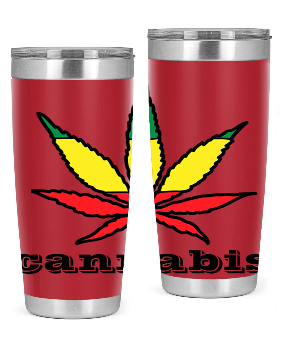 cannabis 37# Tumbler in 20oz and 30oz sizes, showcasing double wall vacuum stainless steel design with copper lining.