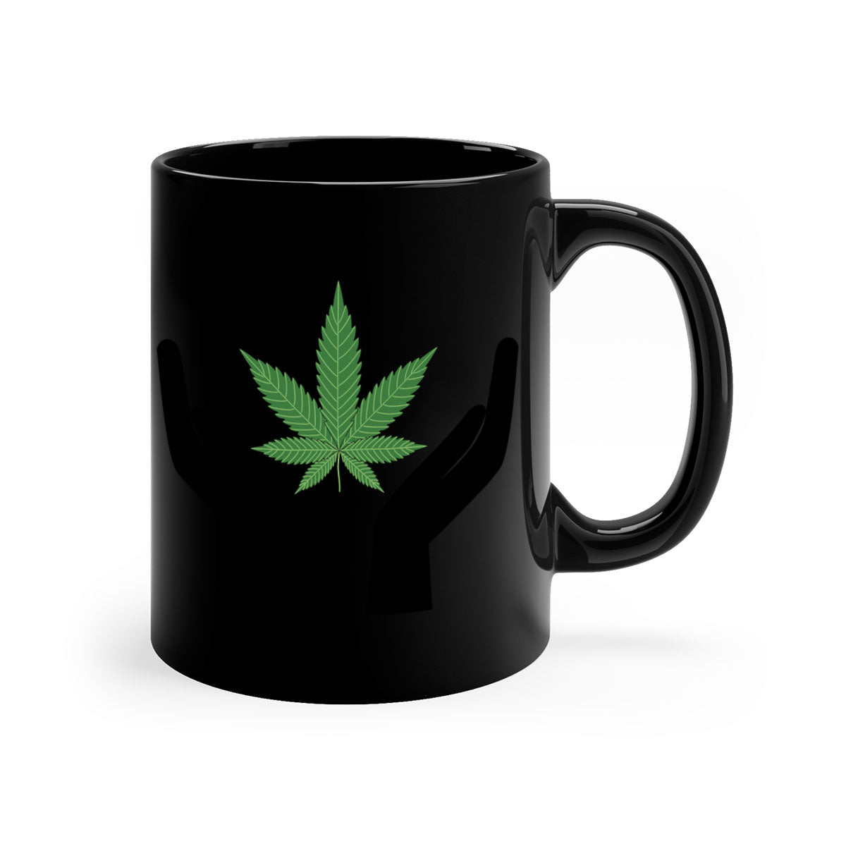 Cannabis hands 44# Mug with colorful handle and glossy finish, available in multiple colors and sizes.
