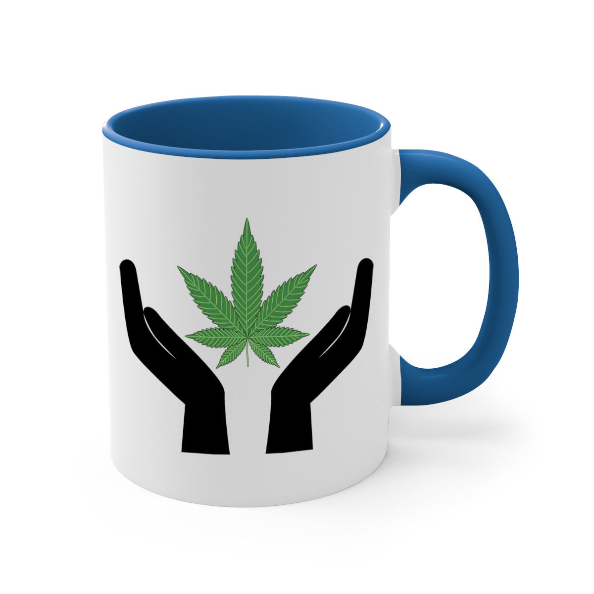 Cannabis hands 44# Mug with colorful handle and glossy finish, available in multiple colors and sizes.