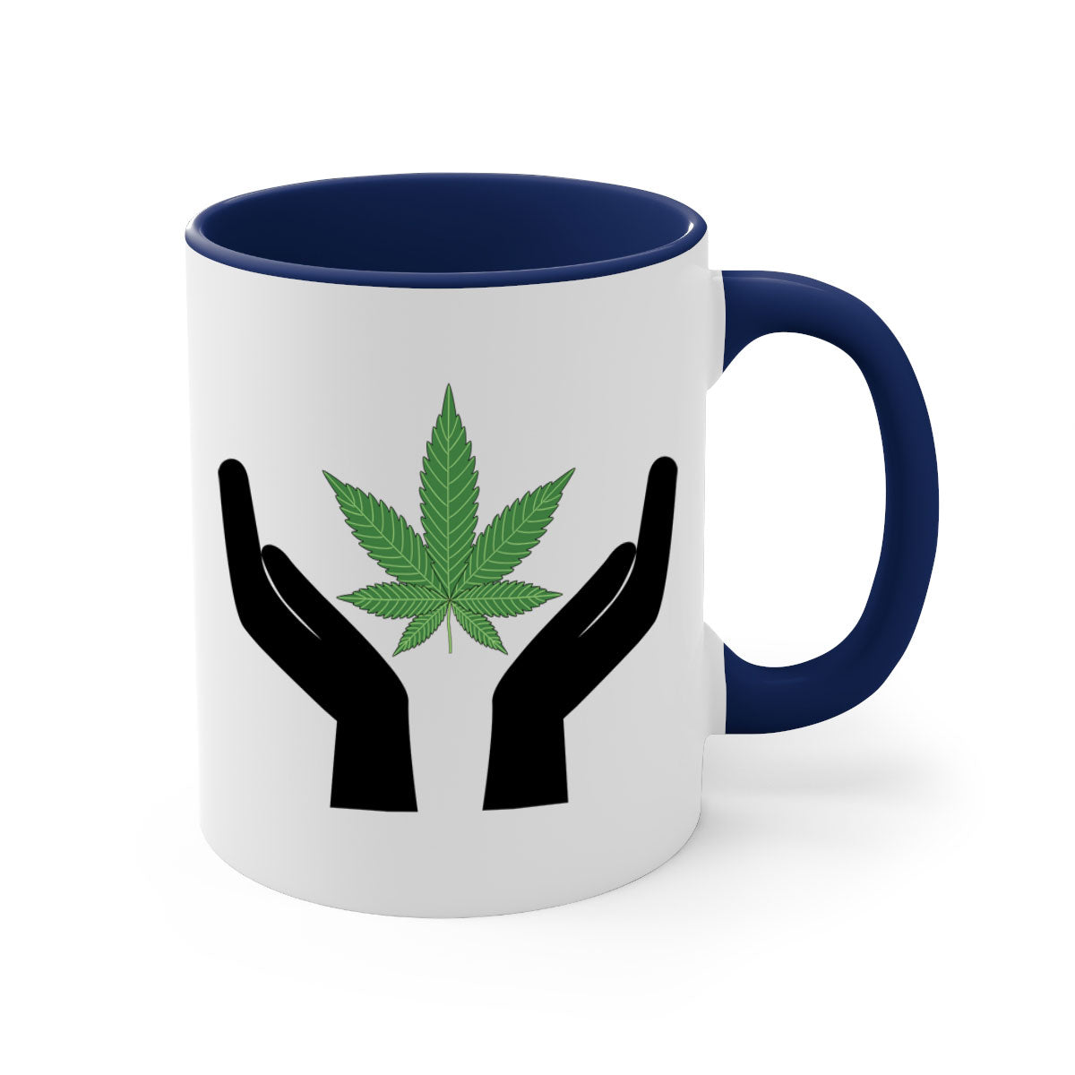 Cannabis hands 44# Mug with colorful handle and glossy finish, available in multiple colors and sizes.