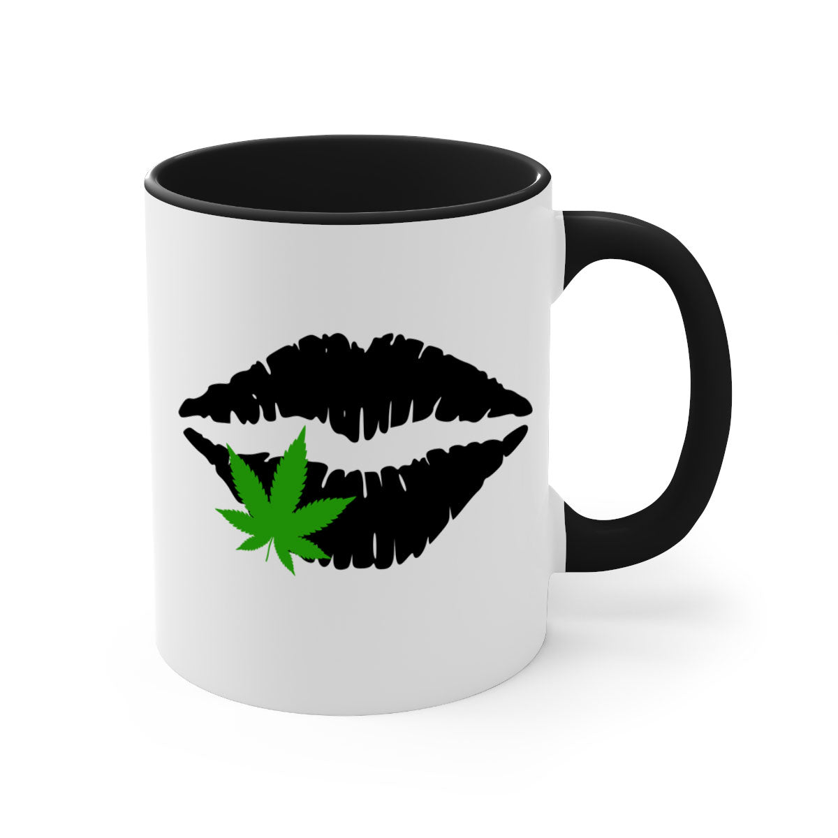 Cannabis lips 47# Mug featuring a glossy finish, colorful handle, and interior, available in multiple colors and sizes.