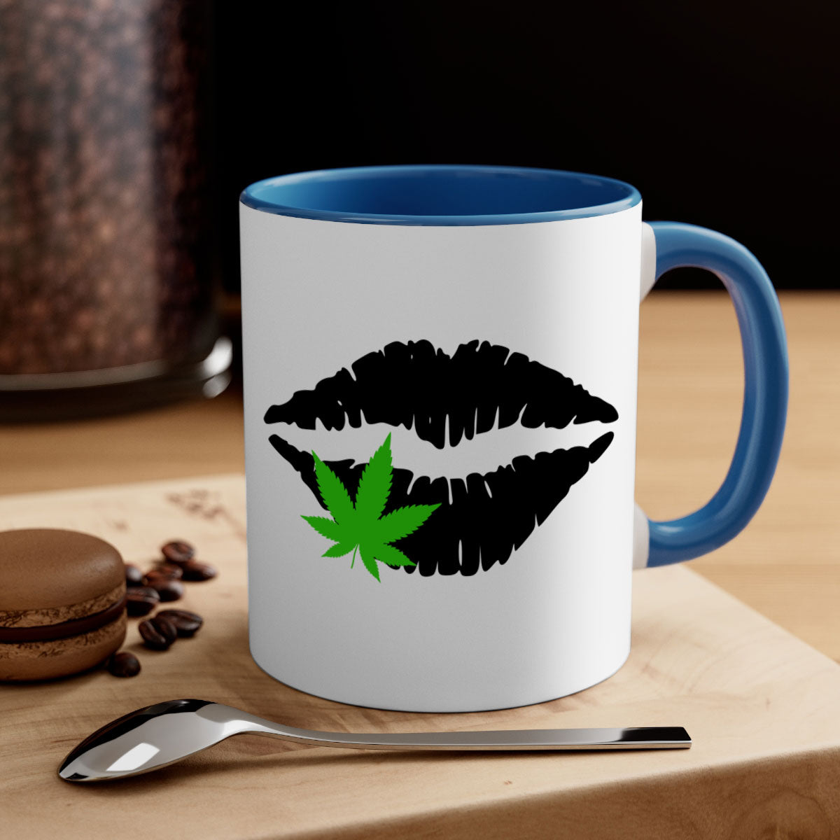 Cannabis lips 47# Mug featuring a glossy finish, colorful handle, and interior, available in multiple colors and sizes.