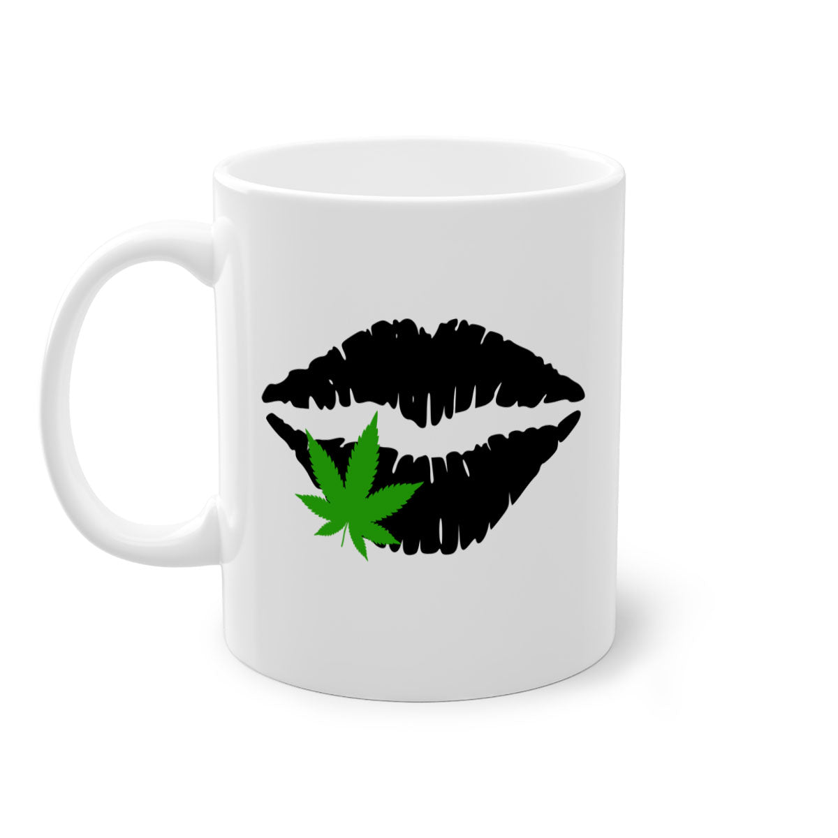 Cannabis lips 47# Mug featuring a glossy finish, colorful handle, and interior, available in multiple colors and sizes.