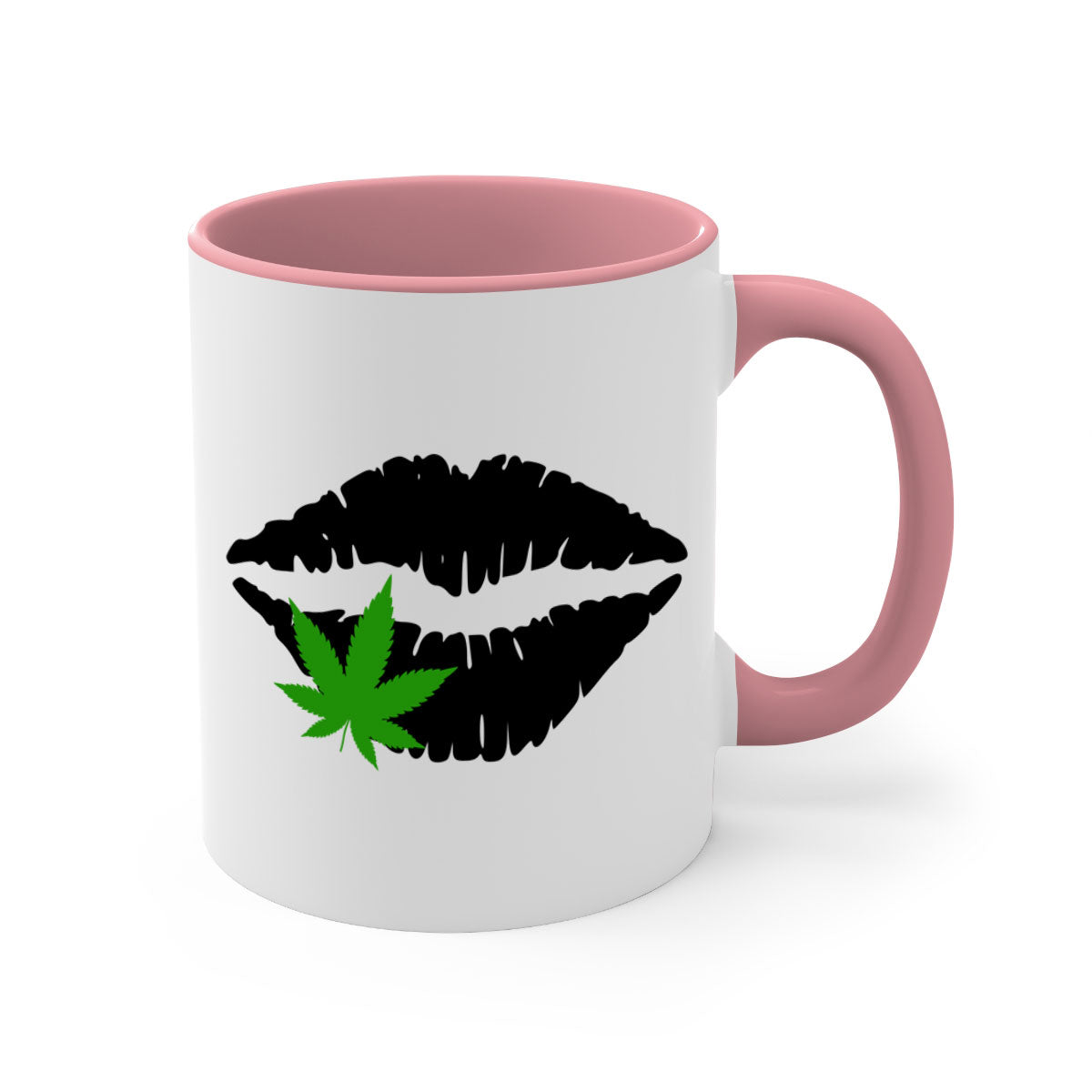 Cannabis lips 47# Mug featuring a glossy finish, colorful handle, and interior, available in multiple colors and sizes.