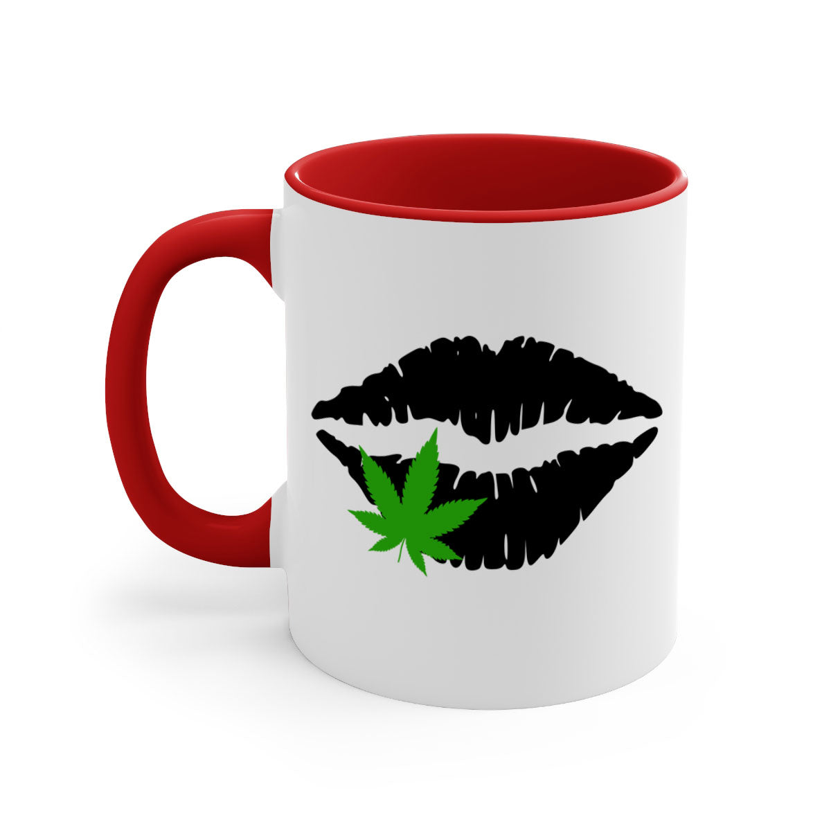 Cannabis lips 47# Mug featuring a glossy finish, colorful handle, and interior, available in multiple colors and sizes.