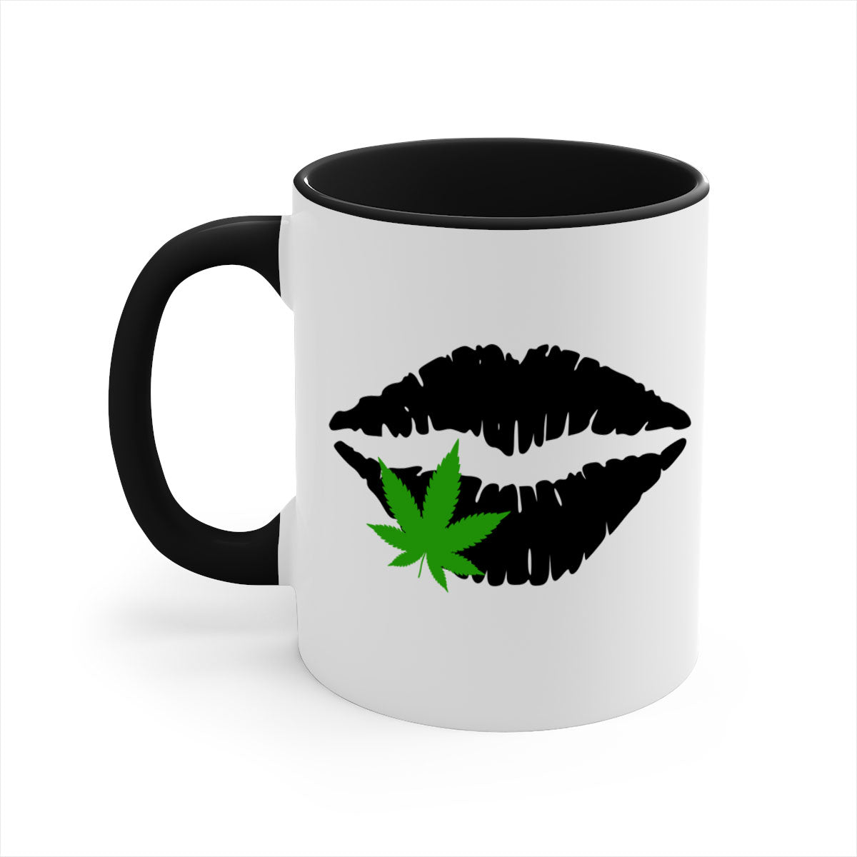 Cannabis lips 47# Mug featuring a glossy finish, colorful handle, and interior, available in multiple colors and sizes.