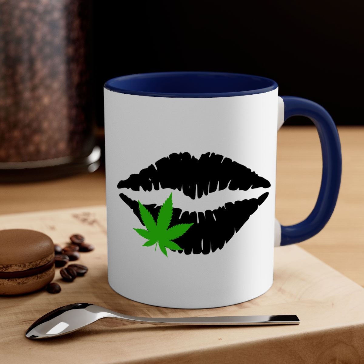 Cannabis lips 47# Mug featuring a glossy finish, colorful handle, and interior, available in multiple colors and sizes.