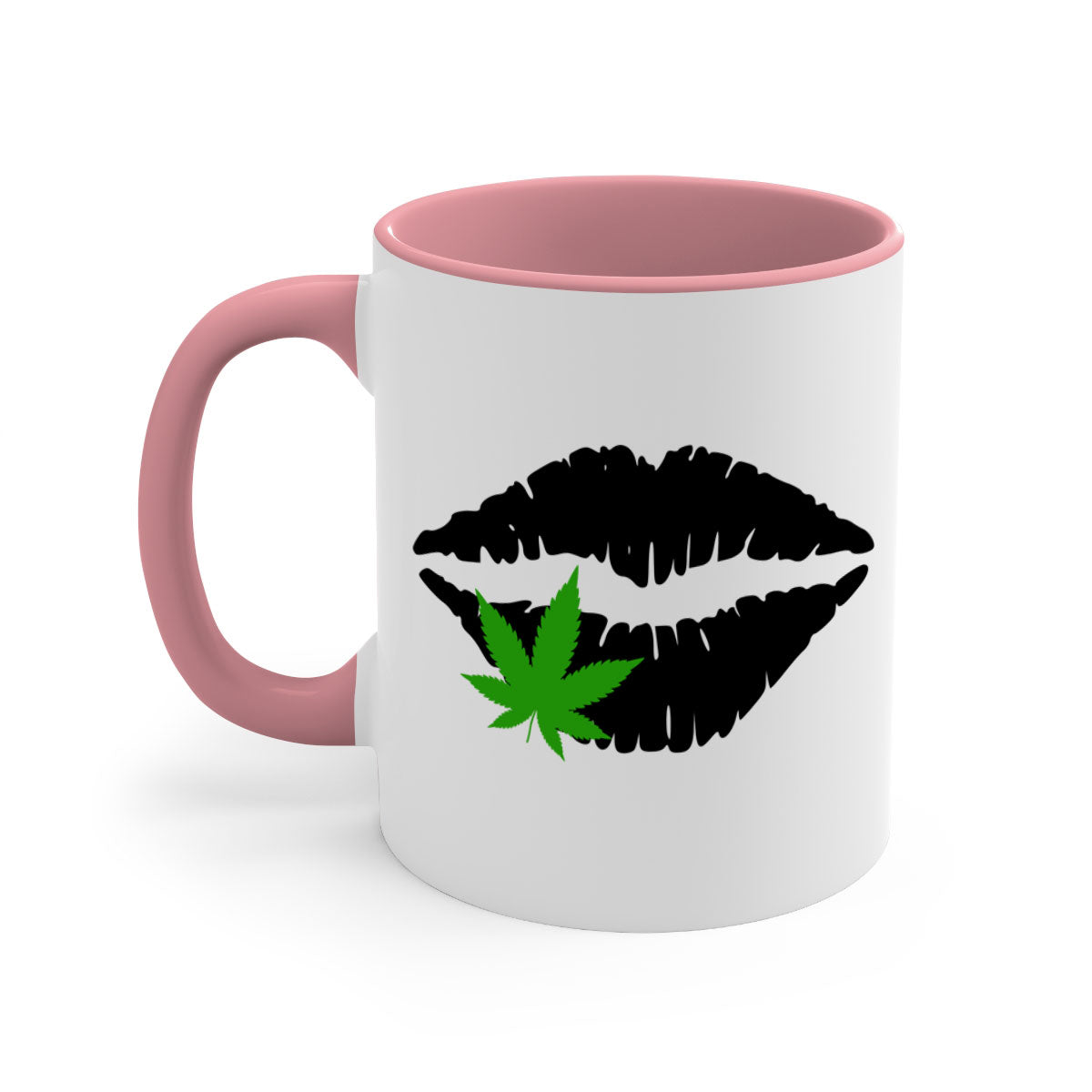 Cannabis lips 47# Mug featuring a glossy finish, colorful handle, and interior, available in multiple colors and sizes.