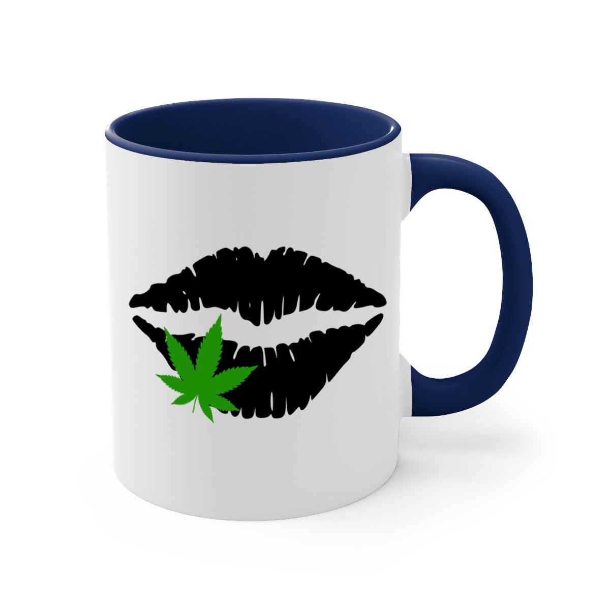 Cannabis lips 47# Mug featuring a glossy finish, colorful handle, and interior, available in multiple colors and sizes.