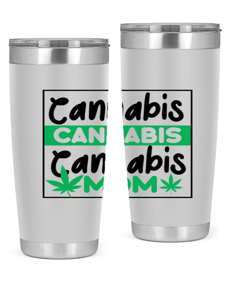 Cannabis Mom 49# Tumbler, a stylish 20oz double wall vacuum stainless steel tumbler with a vibrant cannabis-themed design.