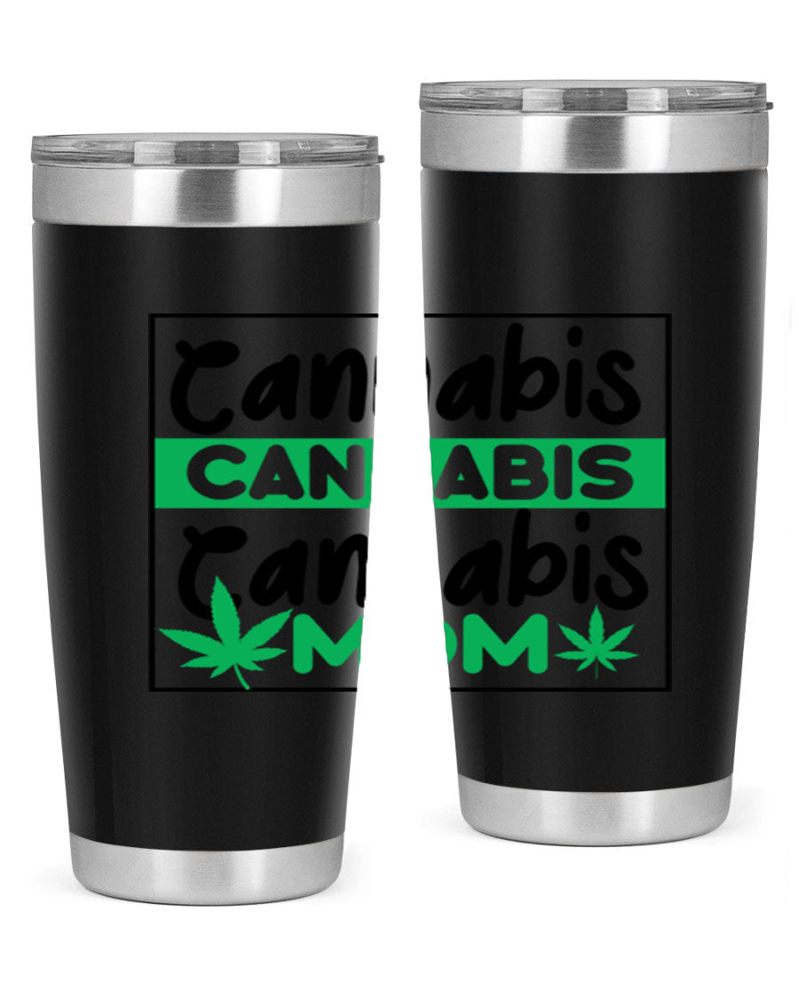 Cannabis Mom 49# Tumbler, a stylish 20oz double wall vacuum stainless steel tumbler with a vibrant cannabis-themed design.