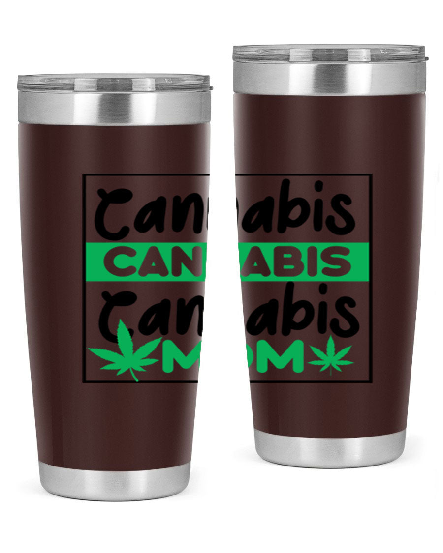 Cannabis Mom 49# Tumbler, a stylish 20oz double wall vacuum stainless steel tumbler with a vibrant cannabis-themed design.