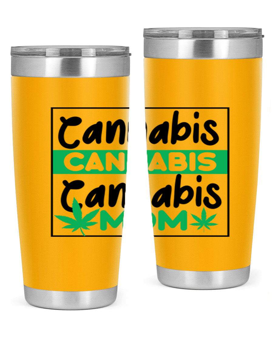 Cannabis Mom 49# Tumbler, a stylish 20oz double wall vacuum stainless steel tumbler with a vibrant cannabis-themed design.
