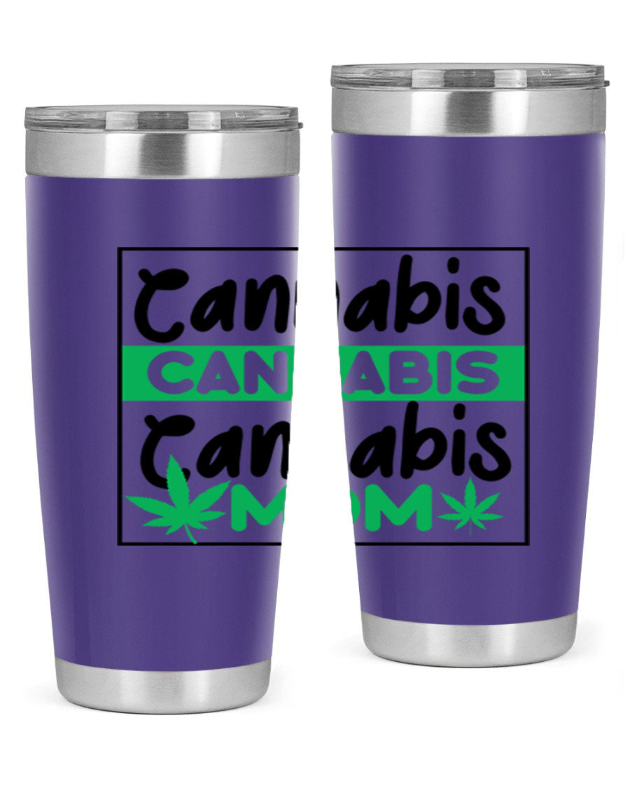 Cannabis Mom 49# Tumbler, a stylish 20oz double wall vacuum stainless steel tumbler with a vibrant cannabis-themed design.